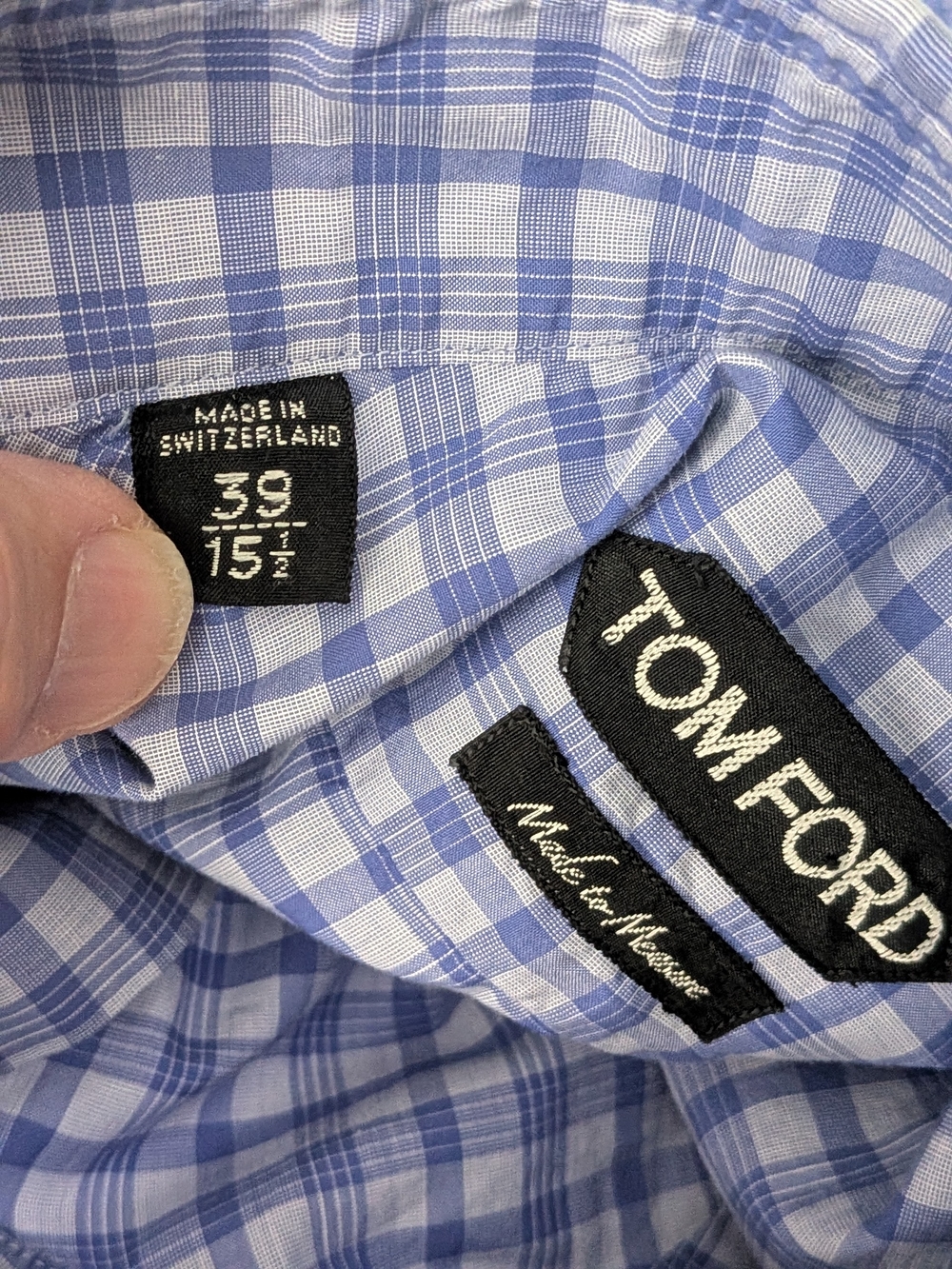 Tom Ford Blue and White Checked Dress Shirt - Picture 3 of 14